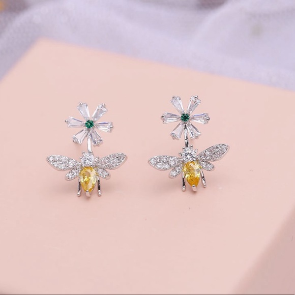 New! “HoneyBee” Signature Cubic Zirconia Earrings - Picture 3 of 6